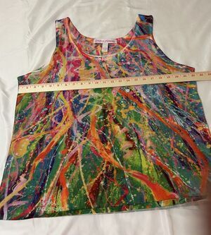 Leoma Lovegrove Women's XL Multicolor Abstract Sleeveless Tank Top & Poncho Set